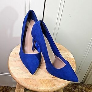 Suede Look Heels by JF Sapphire Blue US Size 9.5 EU 40